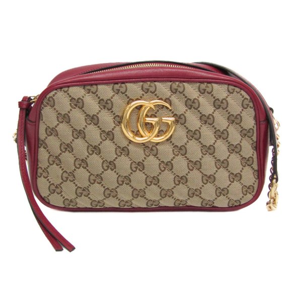 Gucci GG Marmont Small Camera Bag 447632 Women's Leather,GG Canvas Shoulder B...